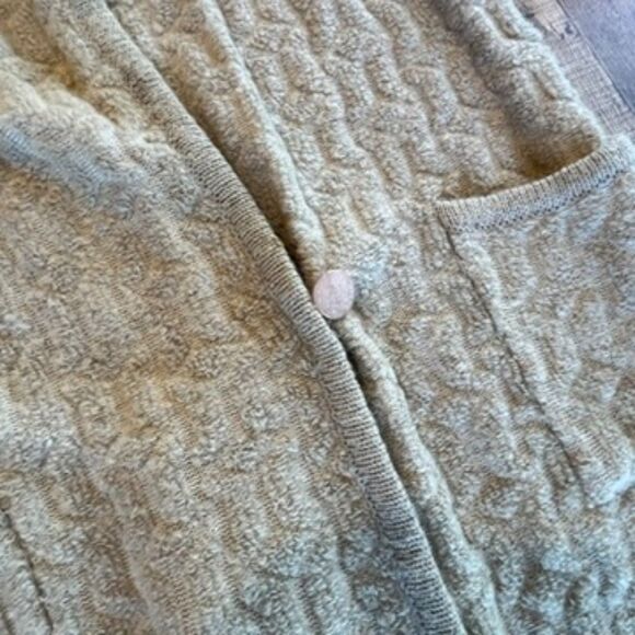 LeRoy Knitwear Vintage Sweater Duster Mohair Beige Pockets Small - Picture 9 of 11